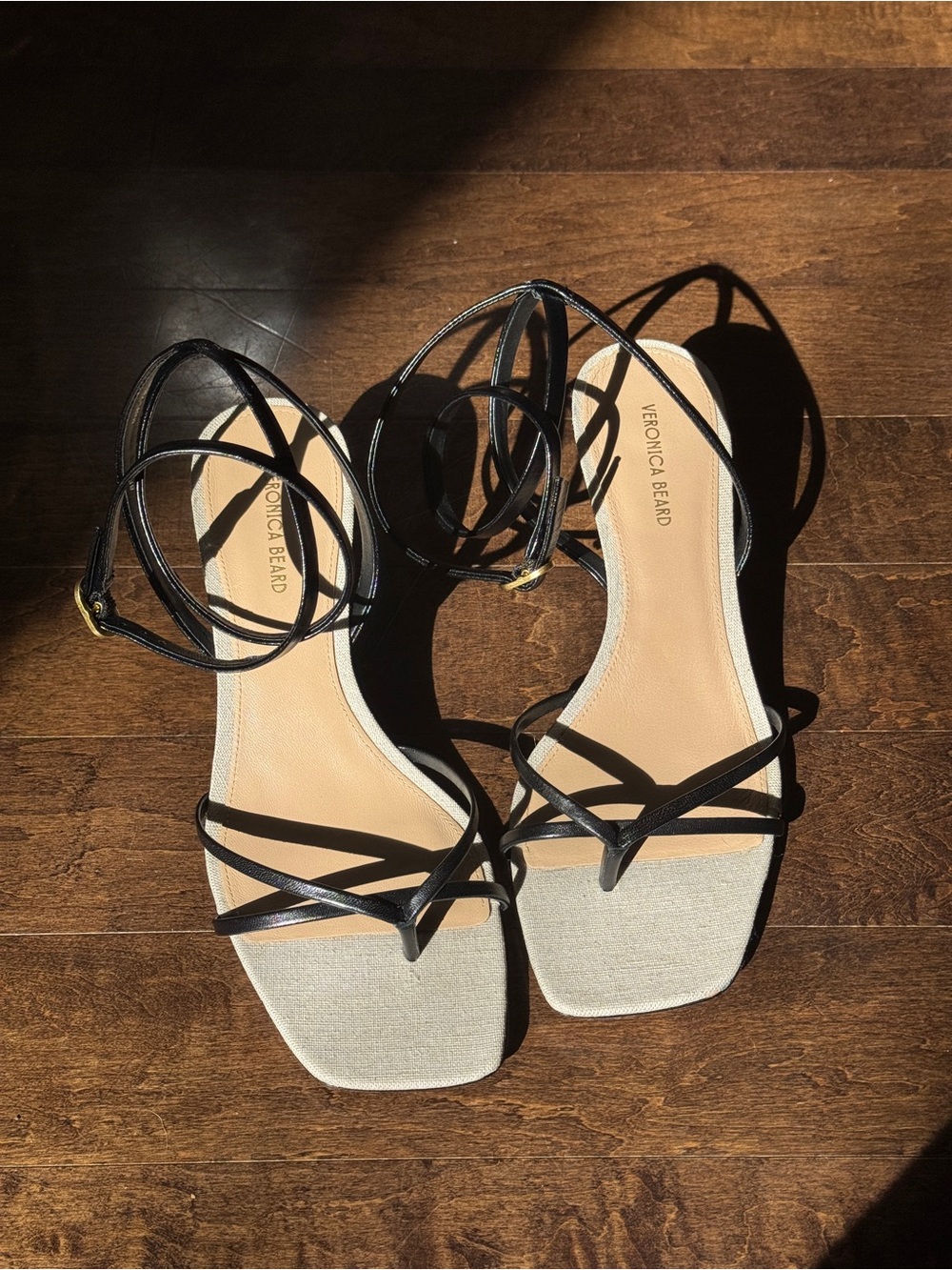 Veronica Beard Black caterina Strappy Ankle-Tie Sandals kitten heel